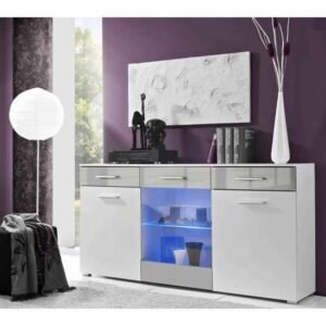 Buffet design blanc et gris - meuble